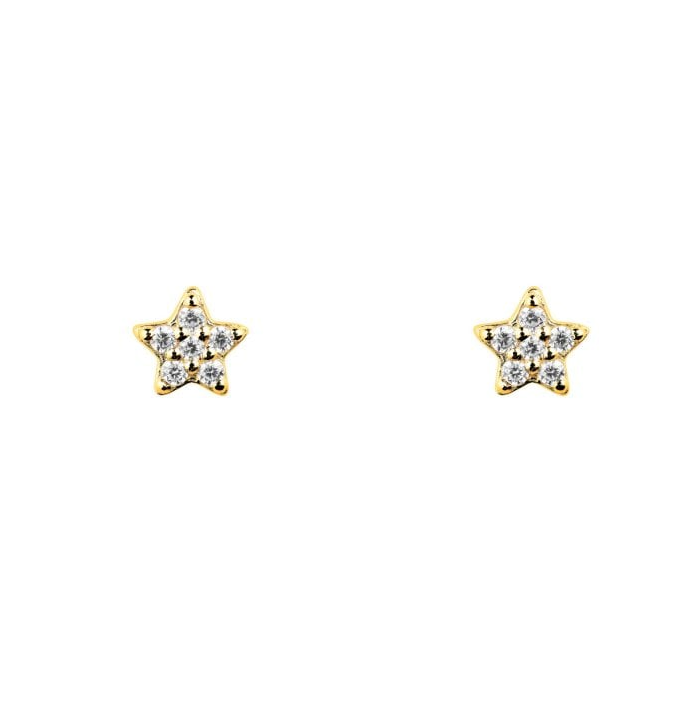 Dew Gold Crystal Mini Star Stud Earrings