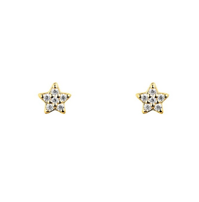 Dew Gold Crystal Mini Star Stud Earrings