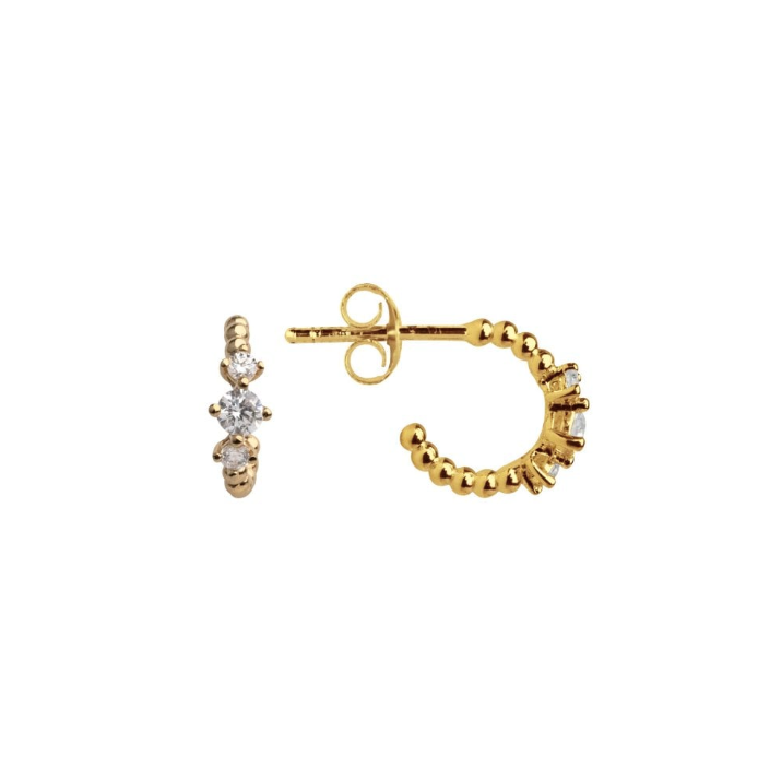 Dew Gold Beaded Crystal Hoop Earrings