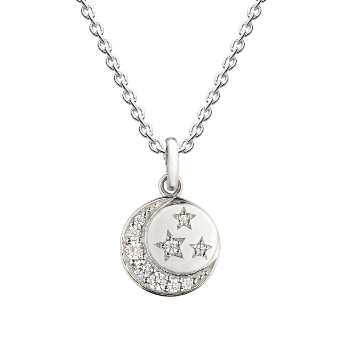 Dew Moon & Stars Disc Pendant