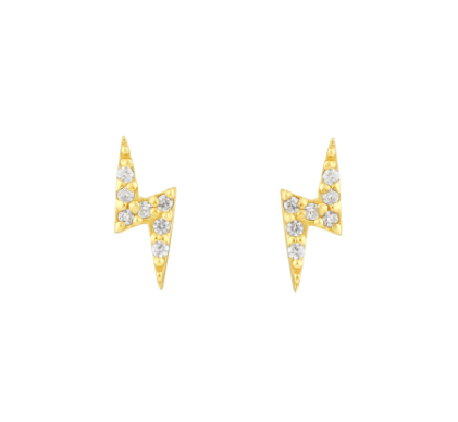 Dew Gold Lightning Bolt Stud Earrings