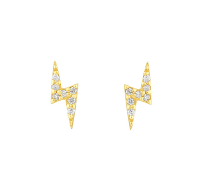 Dew Gold Lightning Bolt Stud Earrings