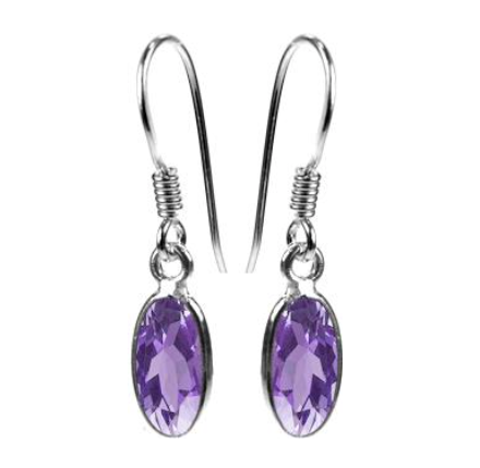 Oval Amethyst Drop Earrings