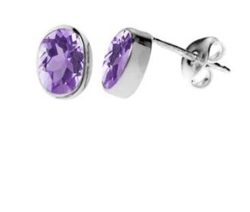 Amethyst Oval Stud Earrings