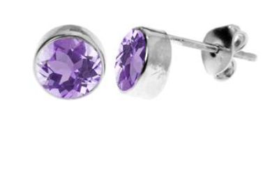 Amethyst Round Stud Earrings