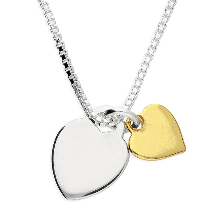 Gold & Silver Double Heart Necklace
