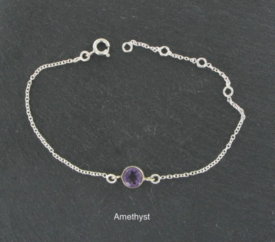 Single Amethyst Silver Bracelet