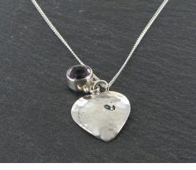 Hammered Heart Amethyst Pendant