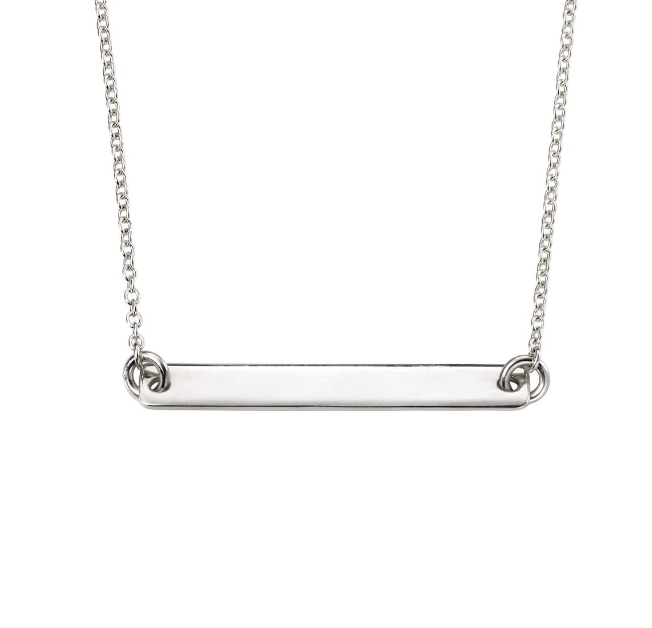 Silver Engravable ID Bar Necklace