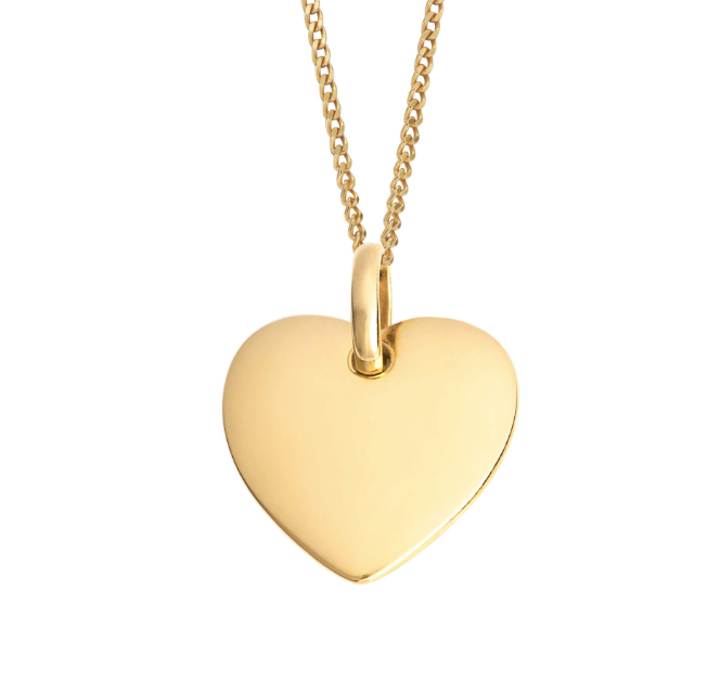 Solid Gold Heart Engravable Pendant