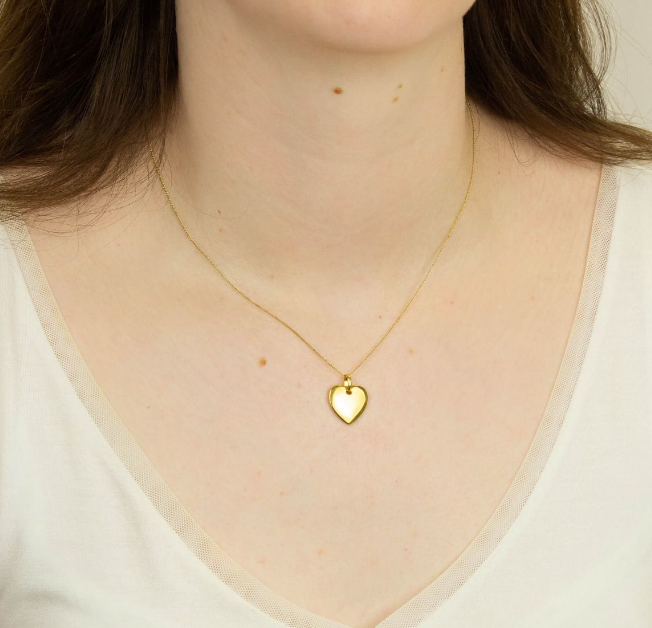 Solid Gold Heart Engravable Pendant