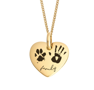 Solid Gold Heart Engravable Pendant