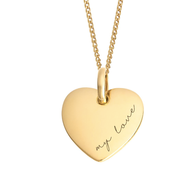 Solid Gold Heart Engravable Pendant