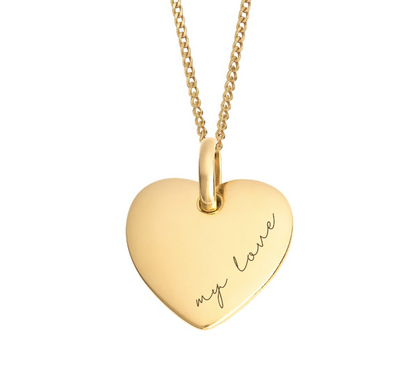 Solid Gold Heart Engravable Pendant