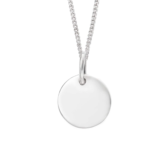 Engravable Small Silver Disc Pendant