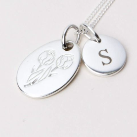 Engravable Small Silver Disc Pendant