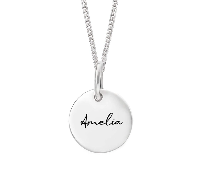 Engravable Small Silver Disc Pendant