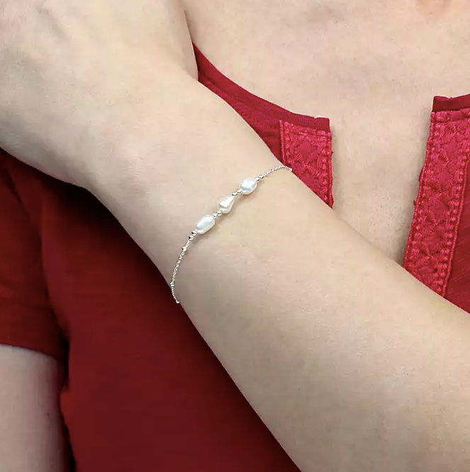 Silver Trio Pearl Bracelet