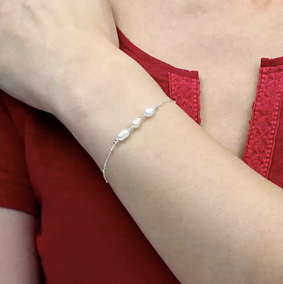 Silver Trio Pearl Bracelet