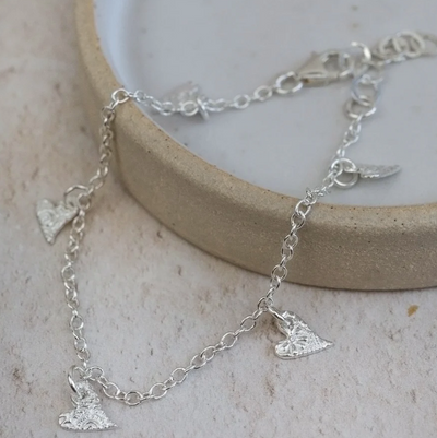 Silver Tilted Heart Charm Bracelet