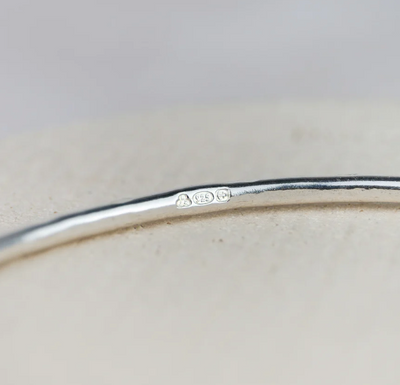 Silver Tilted Heart Charm Bangle