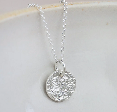 Silver Textured Disc Pendant