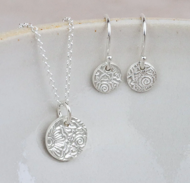 Silver Textured Disc Pendant