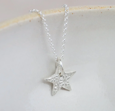 Silver Textured Small Star Pendant