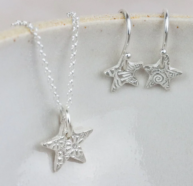 Silver Textured Small Star Pendant
