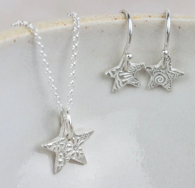Silver Textured Small Star Pendant