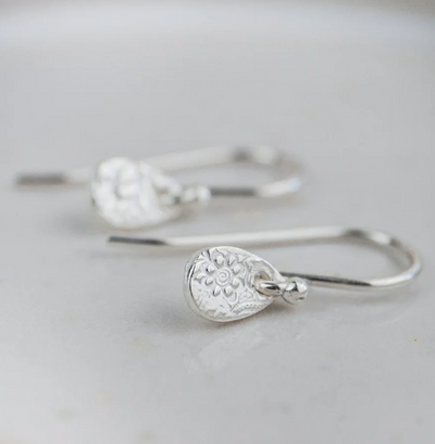 Silver Textured Teardrop Earrings