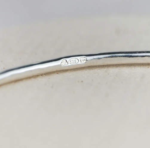 Silver Textured Star Charm Bangle