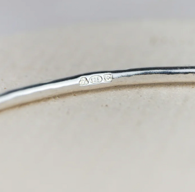 Silver Textured Star Charm Bangle