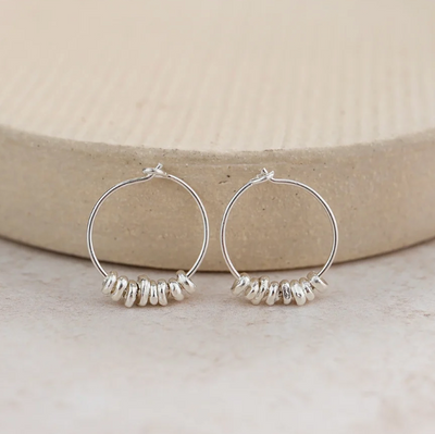 Silver Nugget Hoop Earrings