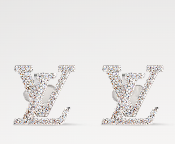 Silver LV Crystal Stud Earrings