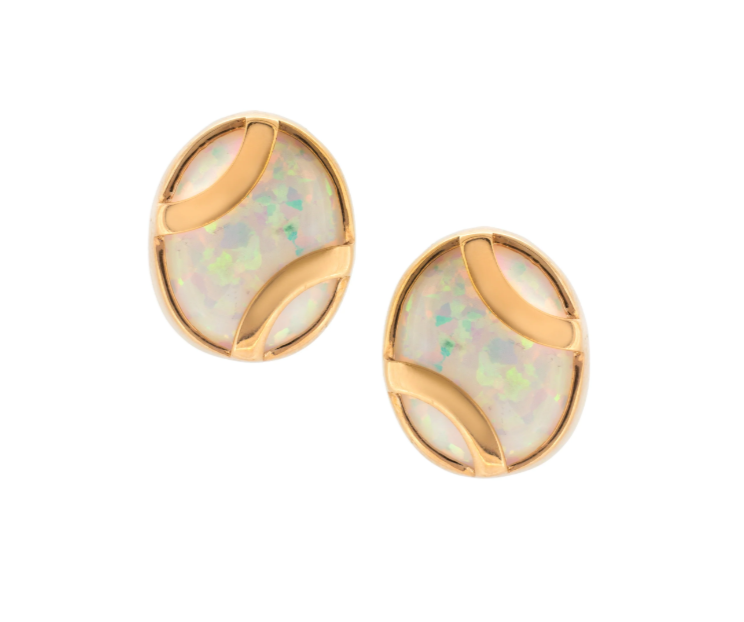 Rose Gold Opal Swirl Stud Earrings