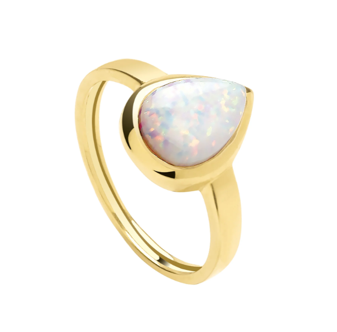 9ct Gold Opal Teardrop Ring