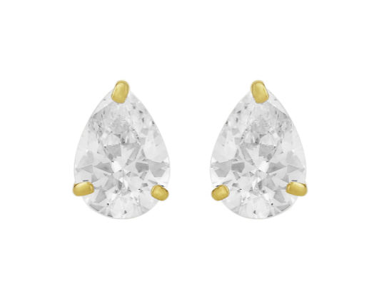 9ct Gold Teardrop Crystal Stud Earrings