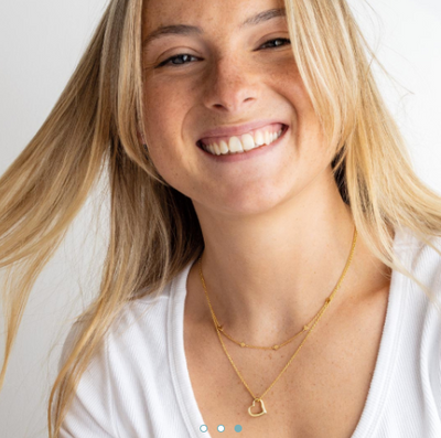 Dew Gold Tilted Open Heart Necklace