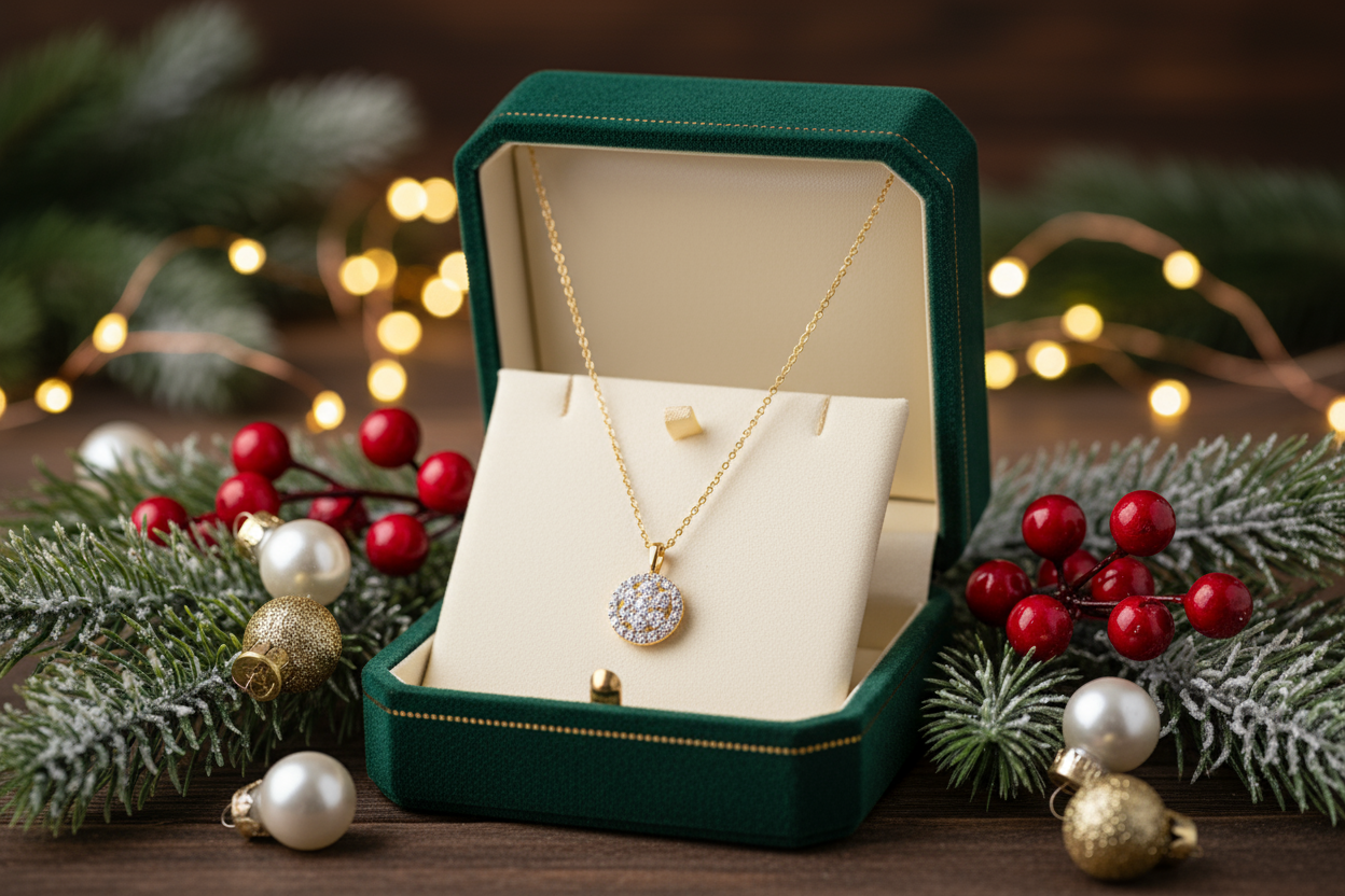 GOLD NECKLACE IN GIFT BOX FOR CHRISTMAS