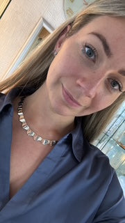 Heavy Silver & Rose Gold Heart Collar Necklace