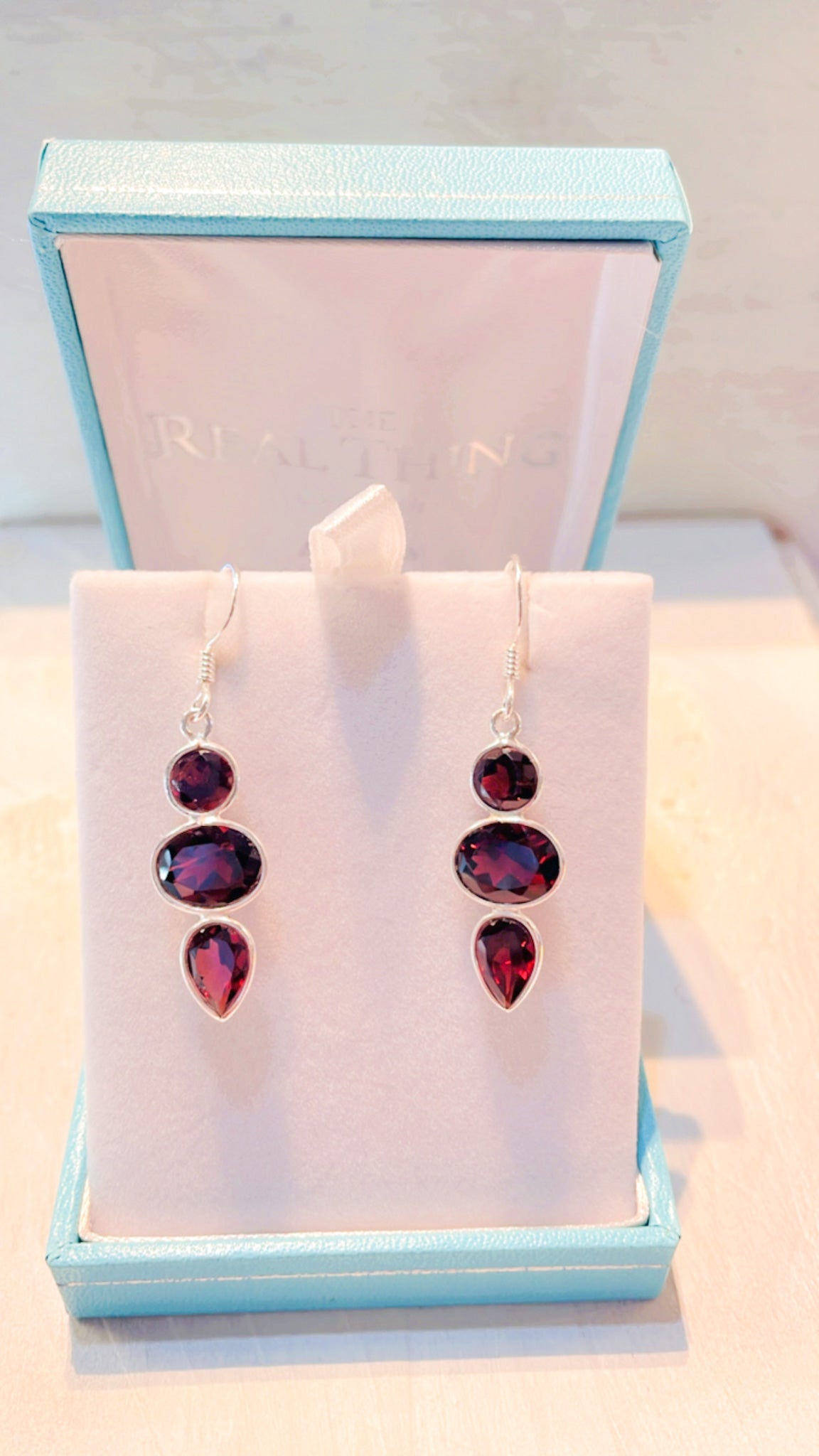 Garnet Long Drop Earrings