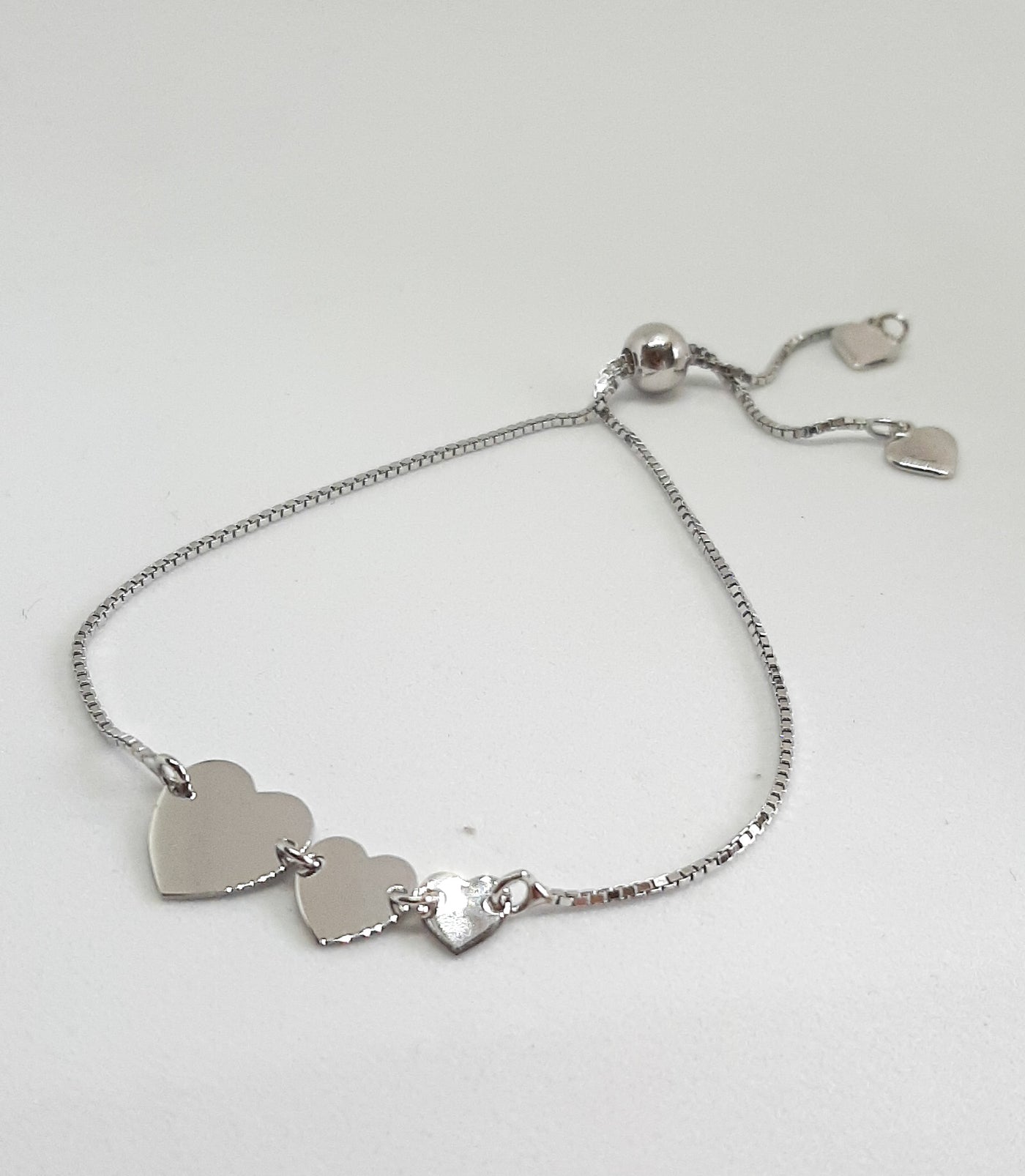 Silver Triple Heart Slider Bracelet