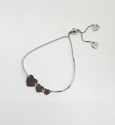 Silver Triple Heart Slider Bracelet