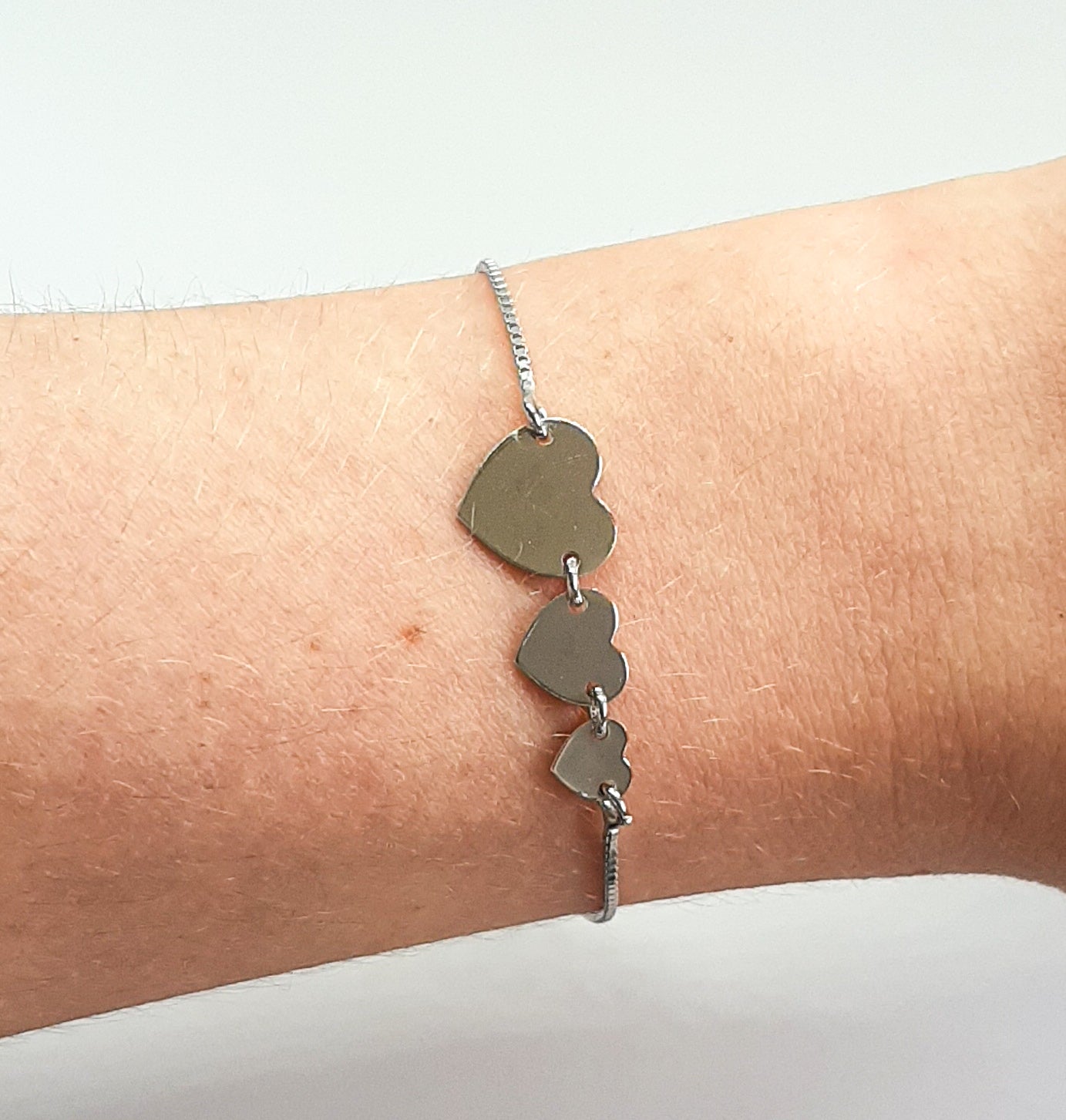 Silver Triple Heart Slider Bracelet