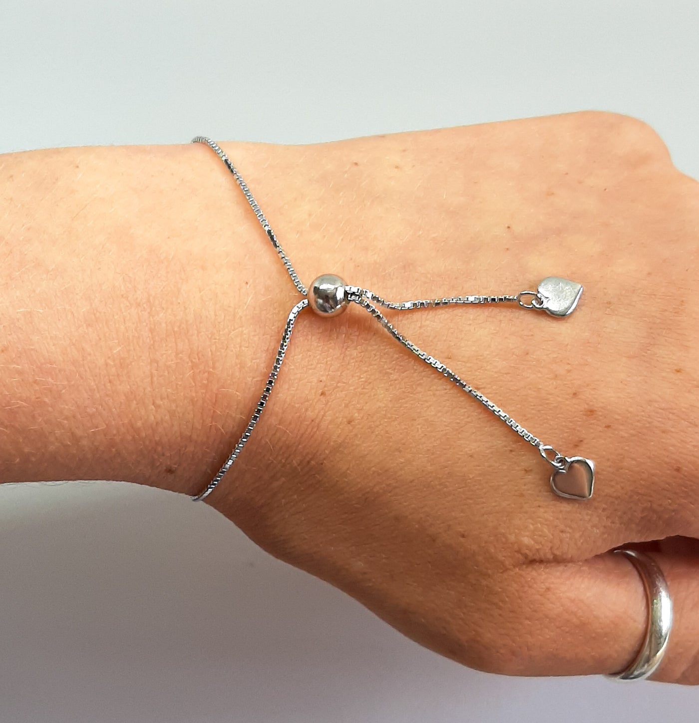 Silver Triple Heart Slider Bracelet