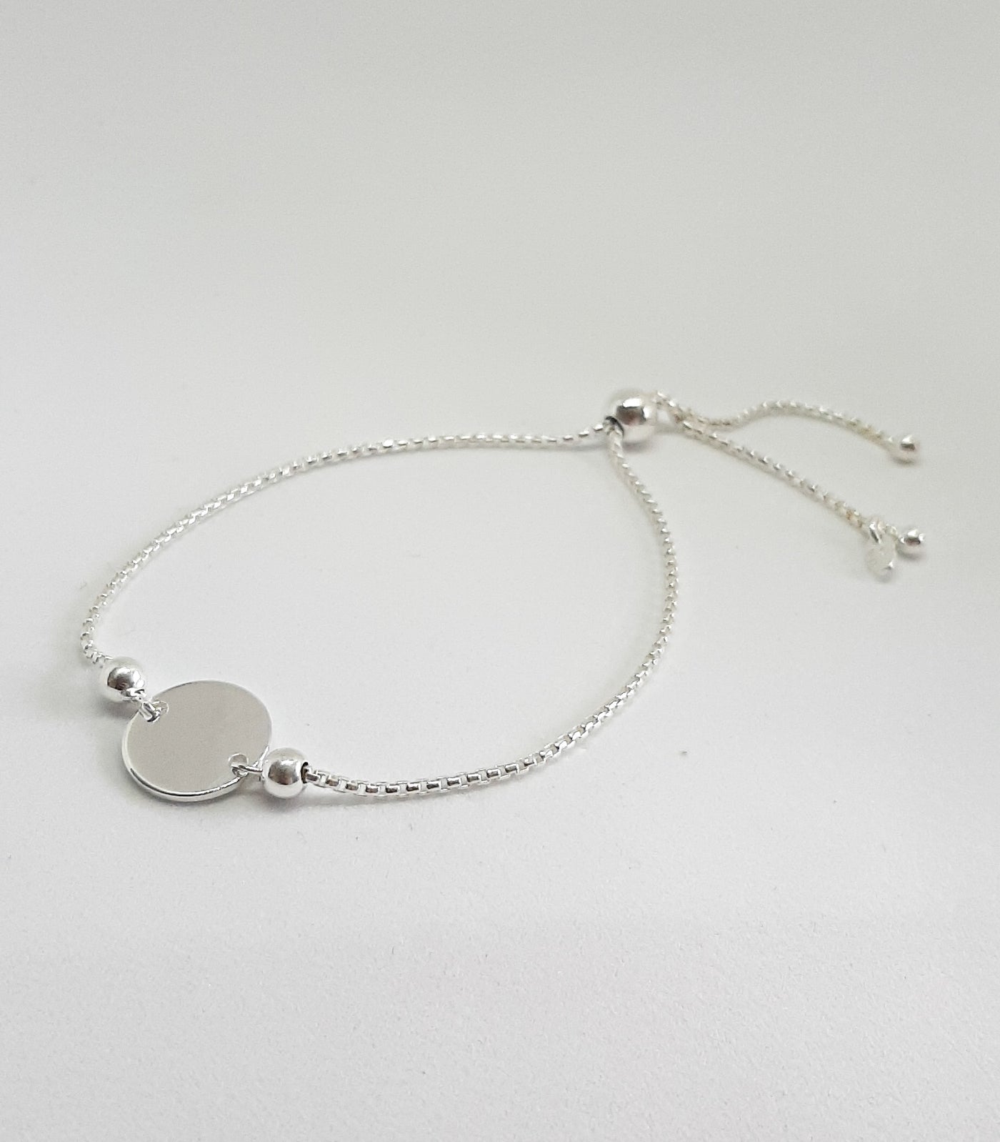 Silver Large Disc Slider Bracelet