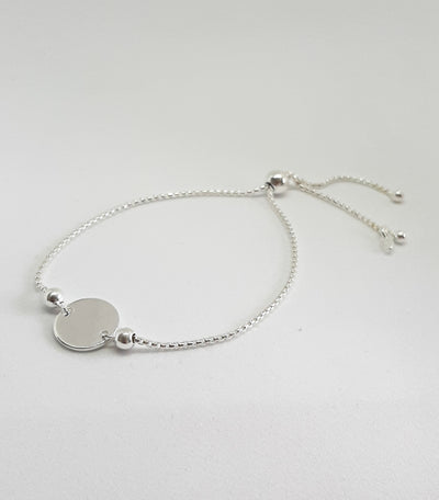 Silver Large Disc Slider Bracelet