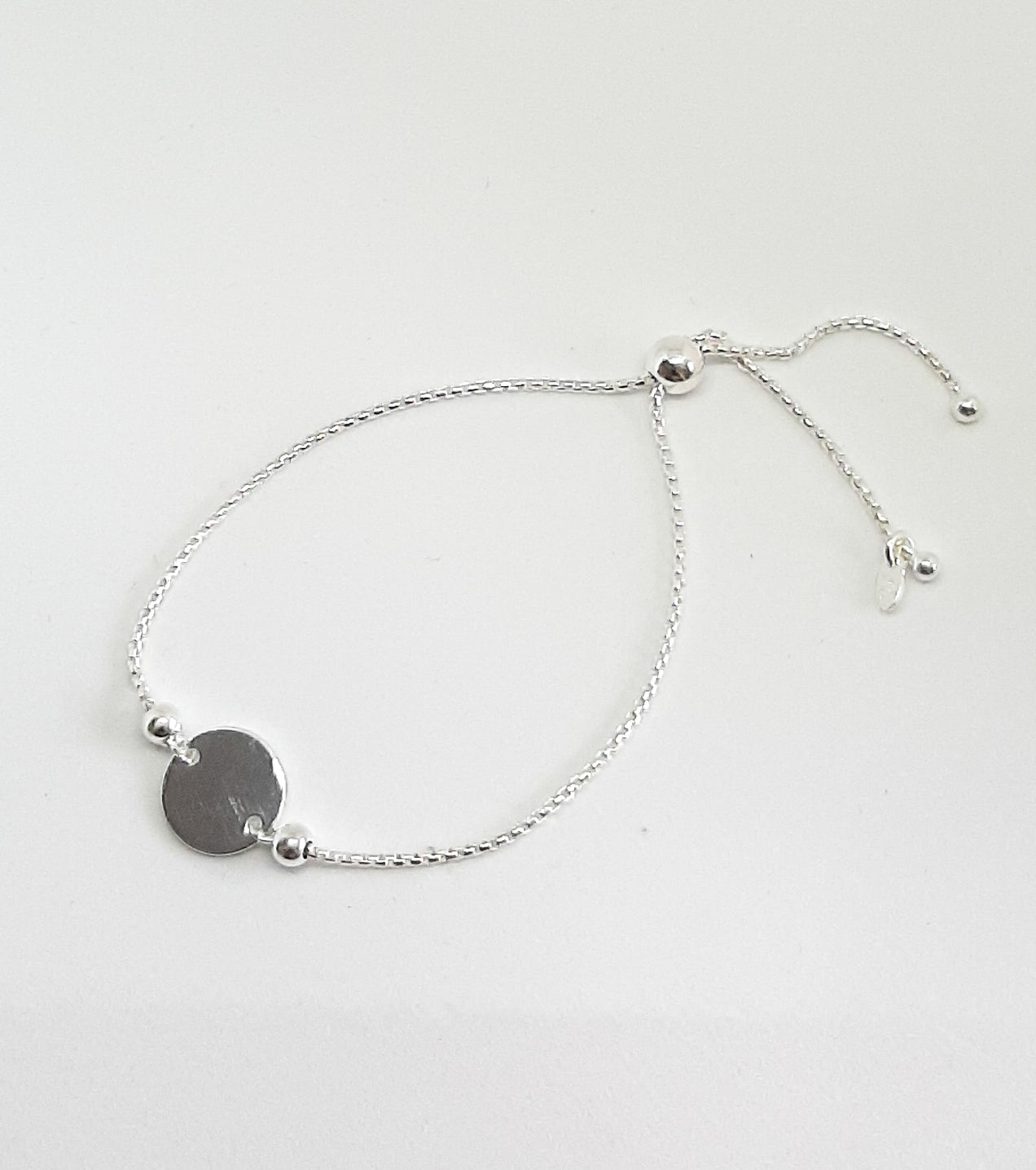 Silver Large Disc Slider Bracelet