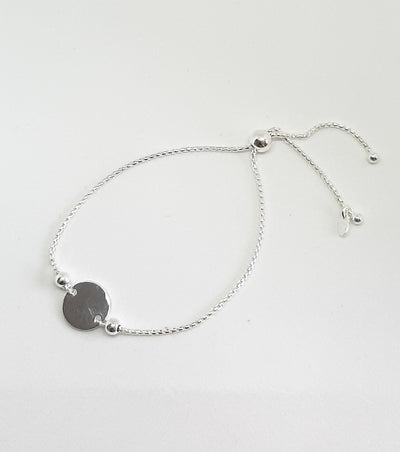 Silver Large Disc Slider Bracelet